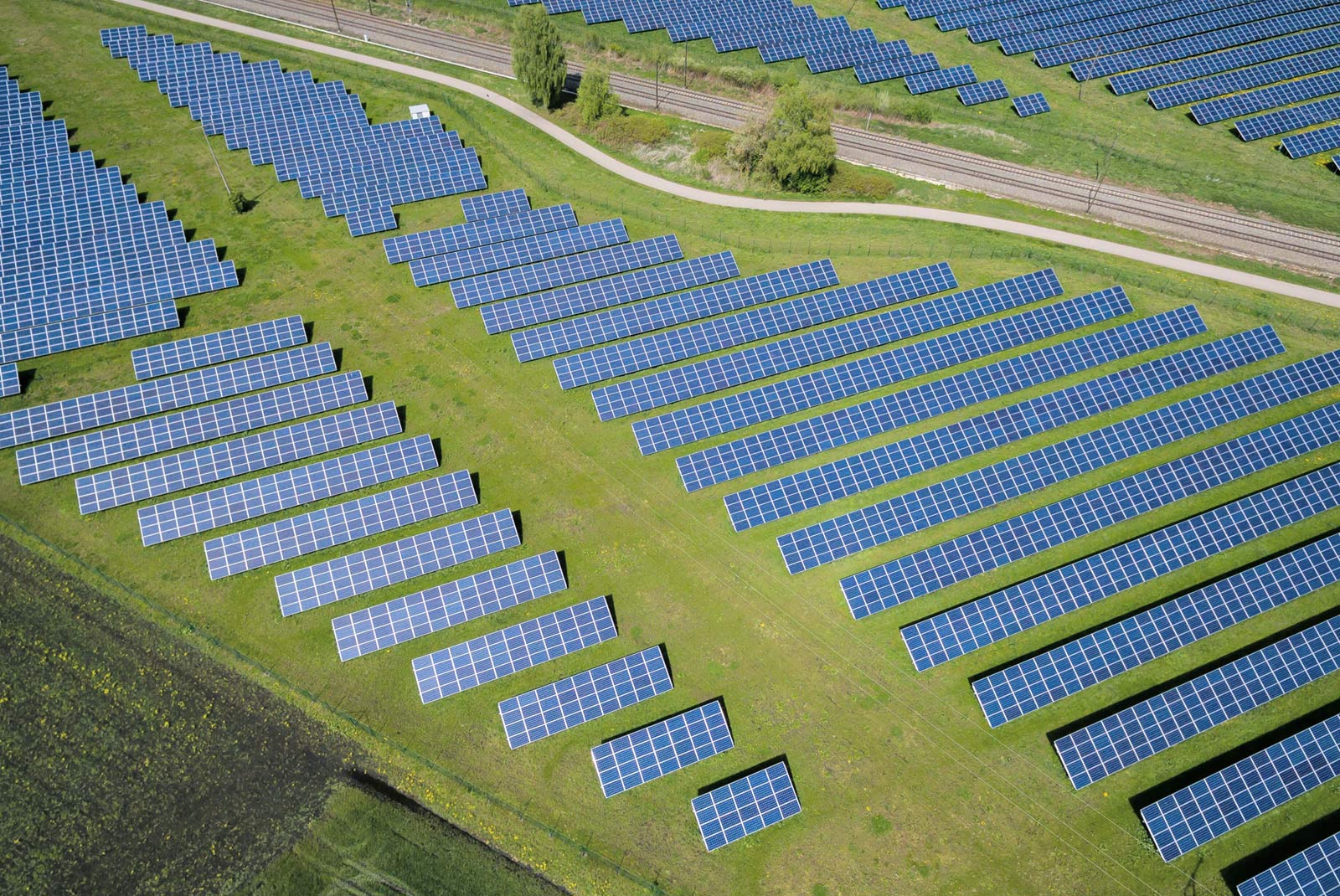 Aerial view of a solar farm