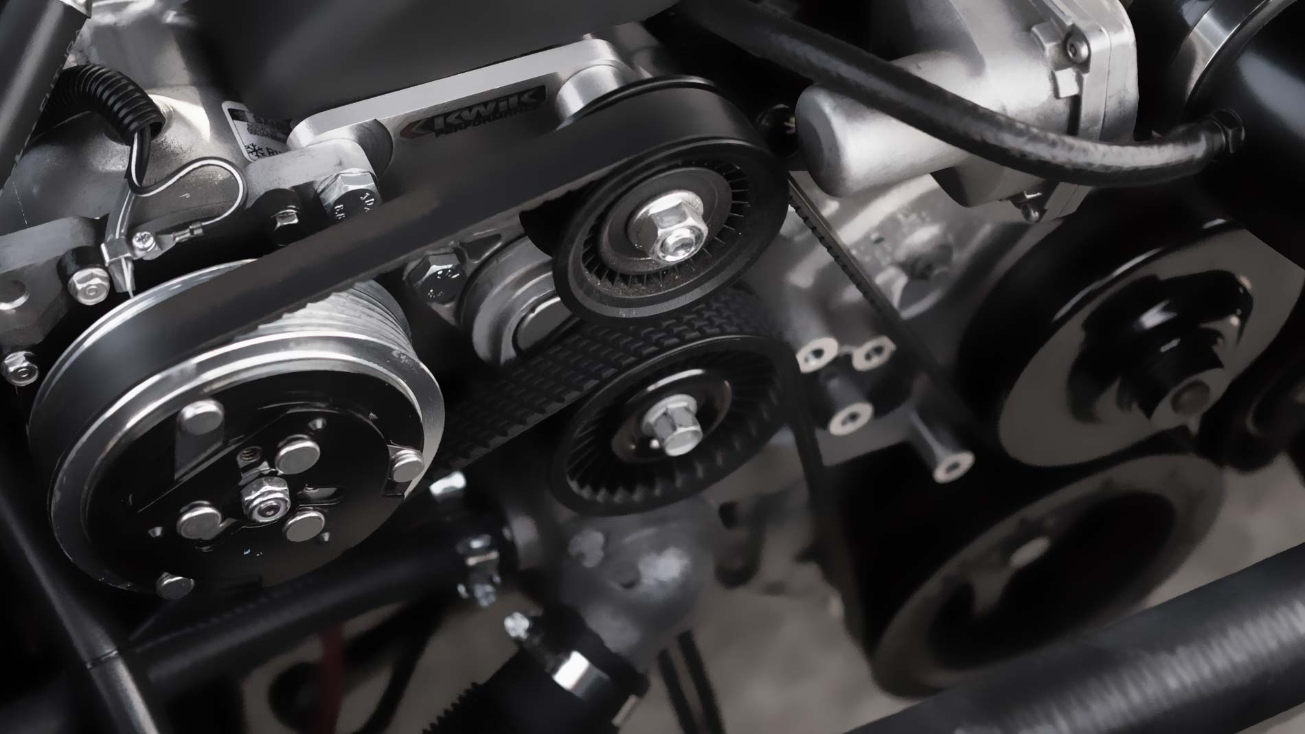 A view inside a car engine